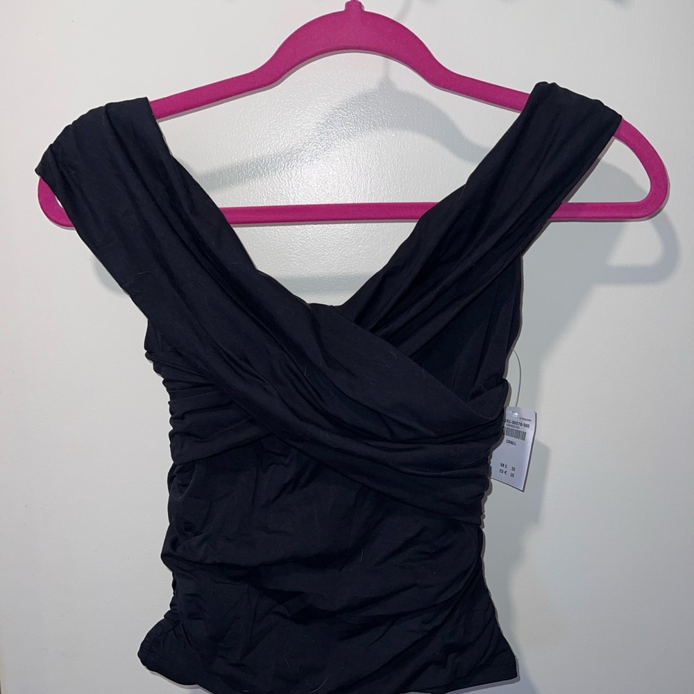 Abercrombie off the shoulder black ruched top